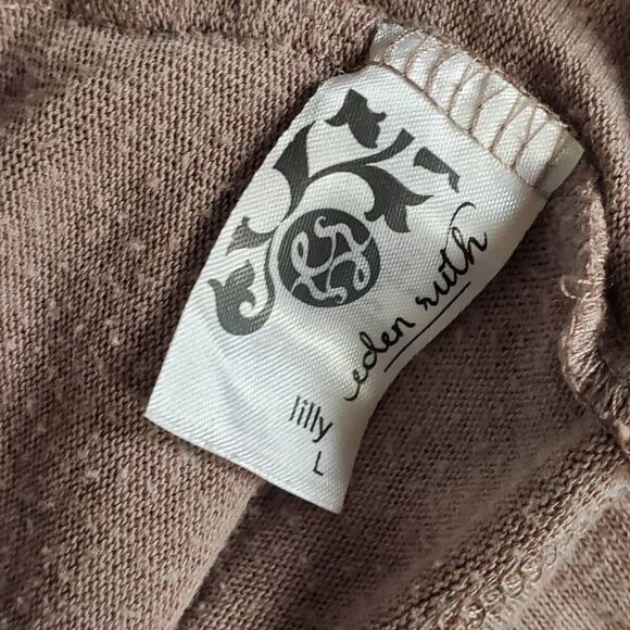 Eden Ruth Mauve Open Front Cardigan Long Sleeve Lightweight Sweater Size Large - Picture 5 of 6